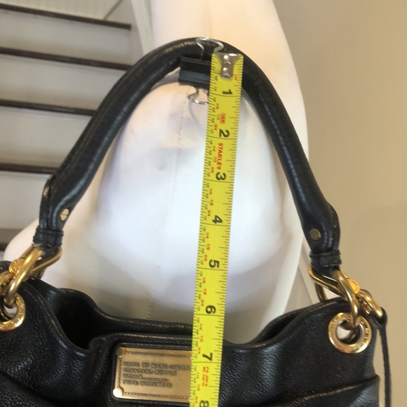 MARC JACOBS Black Tumbled Leather Top Handle Crossbody Women’s Workwear Satchel - Picture 12 of 17